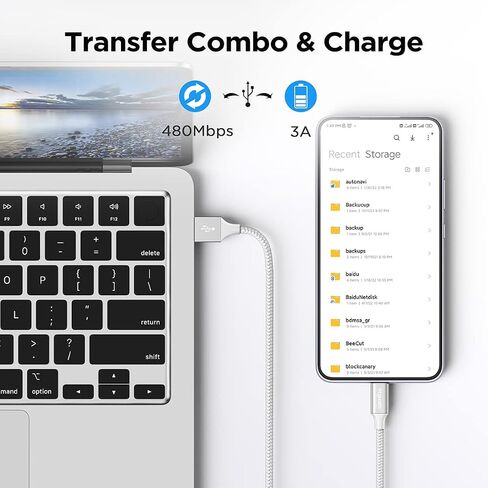 etguuds 6ft USB A to USB C Cable, 2Pack Fast Charging Cord Type C Charger | for iPhone 17 16 15 Pro Max Plus 16e 17 Air, Samsung Galaxy S26 S25 S24 S23 S22 S21 S20 A17 A16 A56 A55 Flip Fold, Gray in Kuwait
