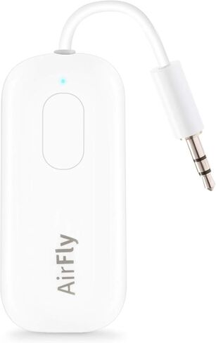 Twelve South AirFly Duo | Bluetooth Wireless Transmitter with Audio Sharing for up to 2 AirPods / Headphones, Use with any 3.5 mm Jack on Airplanes, Gym Equipment and iPad/Tablets, White, 1" by 4" in Saudi Arabia