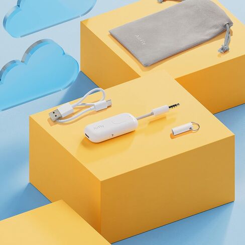 Twelve South AirFly Duo | Bluetooth Wireless Transmitter with Audio Sharing for up to 2 AirPods / Headphones, Use with any 3.5 mm Jack on Airplanes, Gym Equipment and iPad/Tablets, White, 1" by 4" in Saudi Arabia