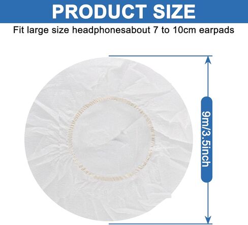 200 قطعة من أغطية الأذن لسماعات الرأس للاستعمال مرة واحدة، أغطية وسائد أذن صحية غير منسوجة قابلة للتمدد، أغطية لأغطية الأذن تناسب معظم سماعات الأذن (9 سم/3.54 بوصة (أبيض)) in Kuwait