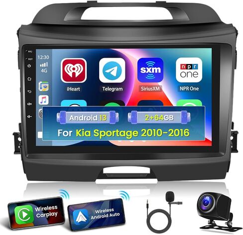8 Core 4+64GB Wireless Apple Carplay for Kia Sportage Android Radio 2010-2016, Hikity 9'' Touch Screen Sportage Stereo with Android Auto, 32EQ DSP, GPS Navigation, WiFi, 59 UI, SWC, Backup Cam in Saudi Arabia