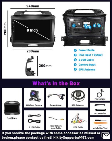 8 Core 4+64GB Wireless Apple Carplay for Kia Sportage Android Radio 2010-2016, Hikity 9'' Touch Screen Sportage Stereo with Android Auto, 32EQ DSP, GPS Navigation, WiFi, 59 UI, SWC, Backup Cam in Saudi Arabia