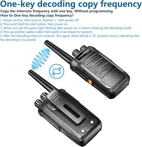 جهاز اتصال لاسلكي 10 عبوات للبالغين والعمل متوافق مع معظم أجهزة الراديو المحمولة ذات المقبض ثنائي الاتجاه مع تردد نسخ فك التشفير بمفتاح واحد، إنذار بمفتاح واحد، 205 رموز خصوصية، VOX، مسح ضوئي، قابل للبرمجة in Kuwait