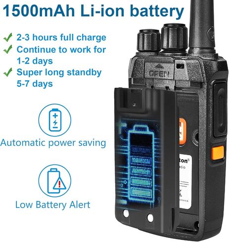 جهاز اتصال لاسلكي 10 عبوات للبالغين والعمل متوافق مع معظم أجهزة الراديو المحمولة ذات المقبض ثنائي الاتجاه مع تردد نسخ فك التشفير بمفتاح واحد، إنذار بمفتاح واحد، 205 رموز خصوصية، VOX، مسح ضوئي، قابل للبرمجة in Kuwait