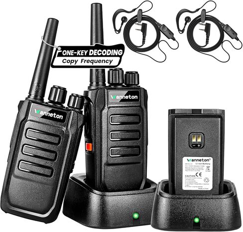 جهاز اتصال لاسلكي 10 عبوات للبالغين والعمل متوافق مع معظم أجهزة الراديو المحمولة ذات المقبض ثنائي الاتجاه مع تردد نسخ فك التشفير بمفتاح واحد، إنذار بمفتاح واحد، 205 رموز خصوصية، VOX، مسح ضوئي، قابل للبرمجة in Kuwait