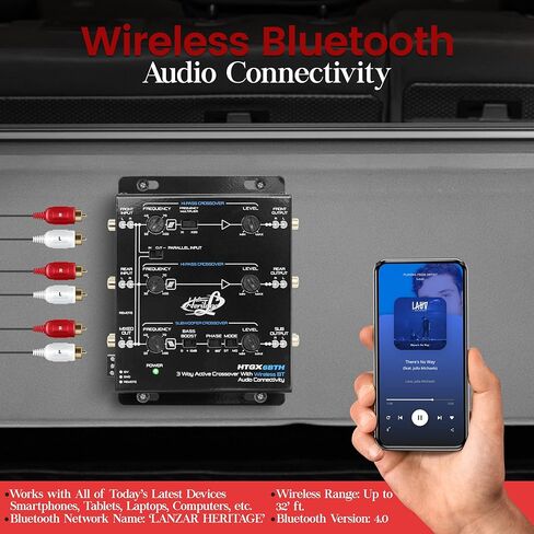 Lanzar 2 و3-Way Active Crossover - مع اتصال صوتي لاسلكي عبر البلوتوث، 18 ديسيبل أو 12 ديسيبل لكل منحدر يمكن اختياره من أوكتاف، ستيريو أحادي RCA، متقاطع غير متماثل مع مشكل جهير قابل للتعديل in Kuwait