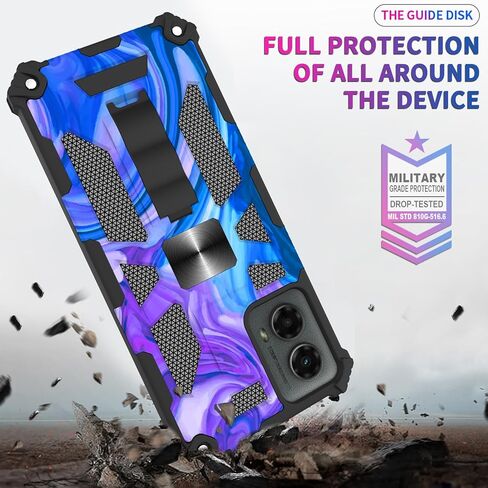 حافظة هاتف Ailiber لهاتف Motorola Moto G 5G 2024/Moto G Play 5G 2024 [لا تناسب 4G]، مع واقي شاشة، لحامل السيارة المغناطيسي، حامل مسند، غطاء حماية شديد التحمل مقاوم للصدمات - أرجواني أزرق in Kuwait