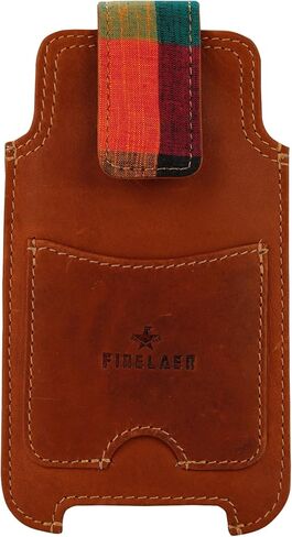 Leather Dual Phone Case Printed Cloth Belt Loop Slim Profile Dual Functionality Professionals Travelers (Umber) in Saudi Arabia