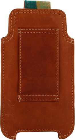 Leather Dual Phone Case Printed Cloth Belt Loop Slim Profile Dual Functionality Professionals Travelers (Umber) in Saudi Arabia
