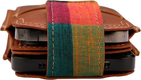 Leather Dual Phone Case Printed Cloth Belt Loop Slim Profile Dual Functionality Professionals Travelers (Umber) in Saudi Arabia