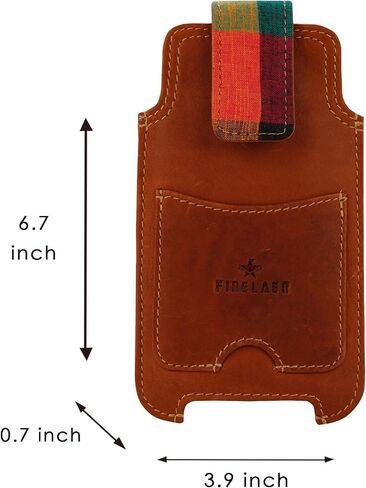 Leather Dual Phone Case Printed Cloth Belt Loop Slim Profile Dual Functionality Professionals Travelers (Umber) in Saudi Arabia