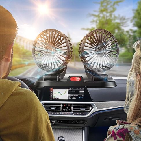 Car Fans, Dual Head USB Car Cooling Fans for Car Dashboard, SUV, RV, Truck, Home and Office (5V/2A Usb Powered) in Saudi Arabia