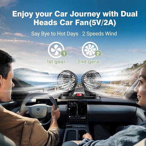 Car Fans, Dual Head USB Car Cooling Fans for Car Dashboard, SUV, RV, Truck, Home and Office (5V/2A Usb Powered) in Saudi Arabia