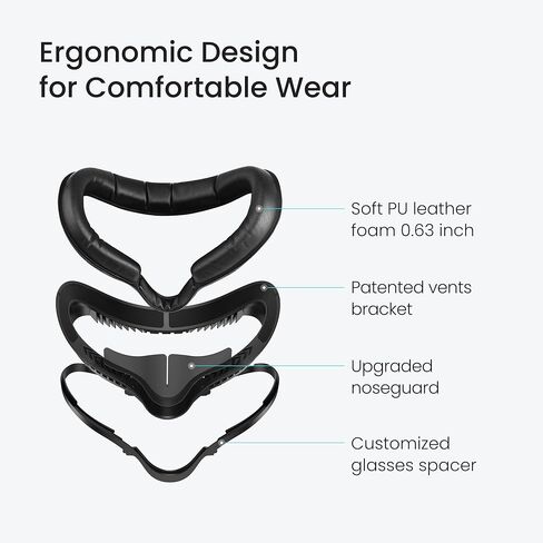 KIWI design Comfort Face Cushion Pad Compatible with Quest 2 Accessories, Breathable Facial Interface and Glasses Spacer in Saudi Arabia