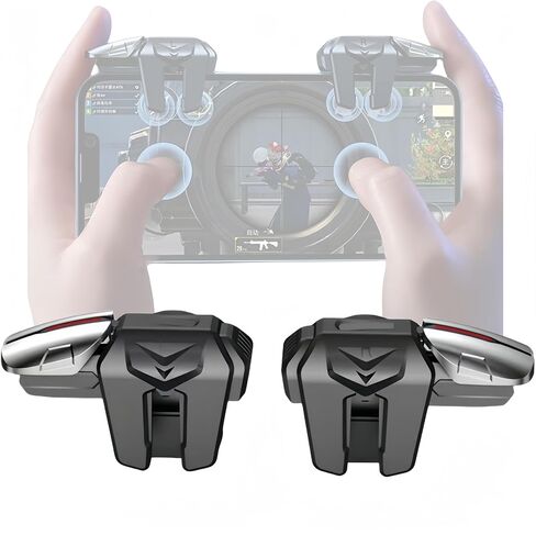 Mobile Game Controller & Mechanical key finger triggers, Compatible with PUBG/Fortnite/Call of Duty, Sensitive Shoot, Automatic Aim Fire Trigger, Auxiliary recoil suppression (a pair) (Six-finger) in Saudi Arabia