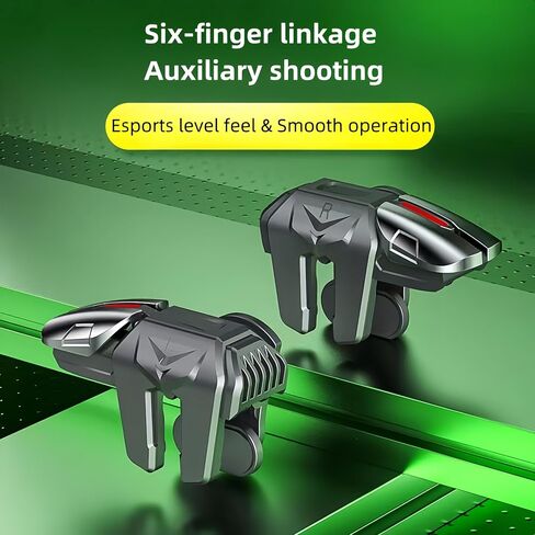 Mobile Game Controller & Mechanical key finger triggers, Compatible with PUBG/Fortnite/Call of Duty, Sensitive Shoot, Automatic Aim Fire Trigger, Auxiliary recoil suppression (a pair) (Six-finger) in Saudi Arabia