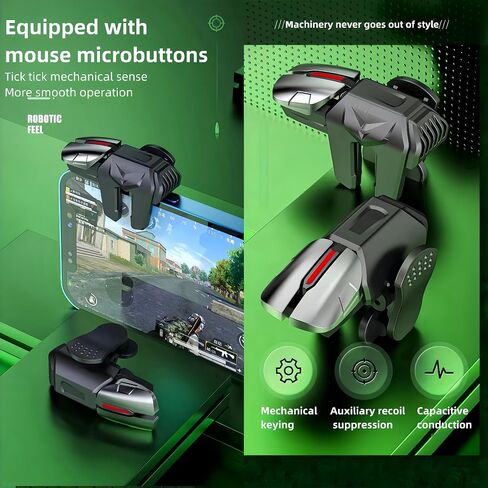 Mobile Game Controller & Mechanical key finger triggers, Compatible with PUBG/Fortnite/Call of Duty, Sensitive Shoot, Automatic Aim Fire Trigger, Auxiliary recoil suppression (a pair) (Six-finger) in Saudi Arabia