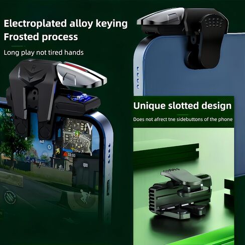 Mobile Game Controller & Mechanical key finger triggers, Compatible with PUBG/Fortnite/Call of Duty, Sensitive Shoot, Automatic Aim Fire Trigger, Auxiliary recoil suppression (a pair) (Six-finger) in Saudi Arabia