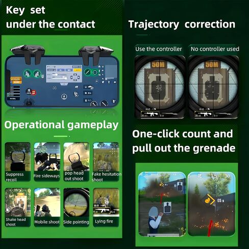 Mobile Game Controller & Mechanical key finger triggers, Compatible with PUBG/Fortnite/Call of Duty, Sensitive Shoot, Automatic Aim Fire Trigger, Auxiliary recoil suppression (a pair) (Six-finger) in Saudi Arabia