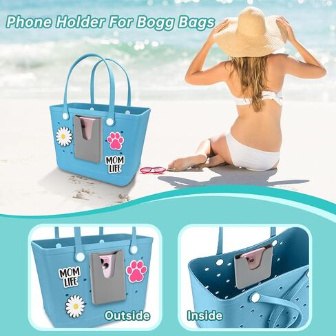 حامل هاتف من السيليكون متوافق مع حقيبة Bogg، إكسسوارات وملحق من السيليكون الناعم لحقائب الشاطئ من Bogg، مناسب لأي طراز هاتف محمول (أحمر) in Kuwait