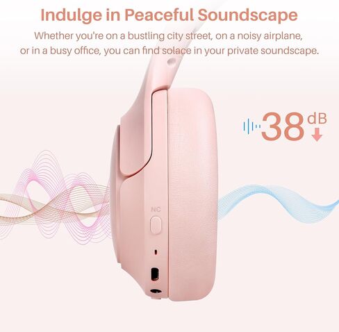 سماعات TOZO HT2 Hybrid النشطة بخاصية إلغاء الضوضاء، سماعات رأس بلوتوث لاسلكية فوق الأذن، وقت تشغيل 60 ساعة، صوت عالي الدقة مخصص EQ عبر التطبيق Deep Bass Comfort Fit Ear Cups، للمنزل والمكتب والسفر كاكي in Kuwait