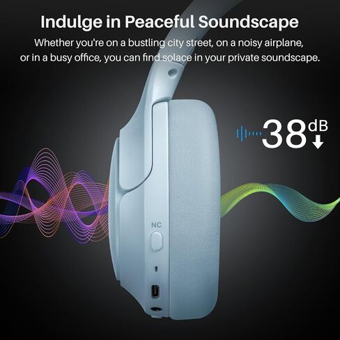 TOZO HT2 Hybrid Active Noise Cancelling Headphones, Wireless Over Ear Bluetooth Headphones, 60H Playtime, Hi-Res Audio Custom EQ via App Deep Bass Comfort Fit Ear Cups, for Home Office Travel Khaki in Saudi Arabia