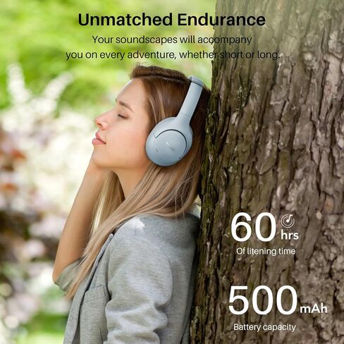 TOZO HT2 Hybrid Active Noise Cancelling Headphones, Wireless Over Ear Bluetooth Headphones, 60H Playtime, Hi-Res Audio Custom EQ via App Deep Bass Comfort Fit Ear Cups, for Home Office Travel Khaki in Saudi Arabia