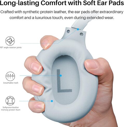 TOZO HT2 Hybrid Active Noise Cancelling Headphones, Wireless Over Ear Bluetooth Headphones, 60H Playtime, Hi-Res Audio Custom EQ via App Deep Bass Comfort Fit Ear Cups, for Home Office Travel Khaki in Saudi Arabia