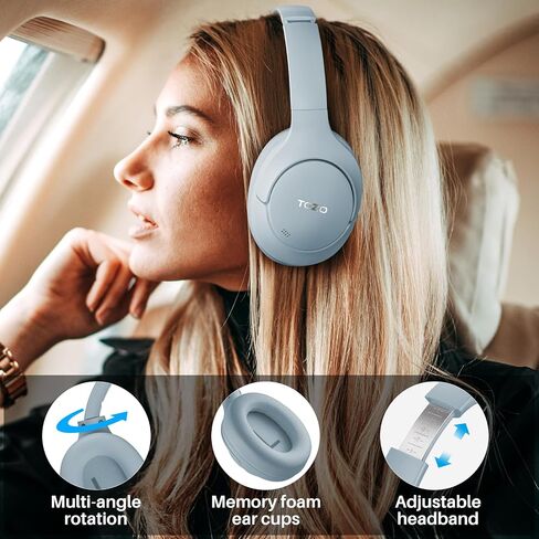 TOZO HT2 Hybrid Active Noise Cancelling Headphones, Wireless Over Ear Bluetooth Headphones, 60H Playtime, Hi-Res Audio Custom EQ via App Deep Bass Comfort Fit Ear Cups, for Home Office Travel Khaki in Saudi Arabia