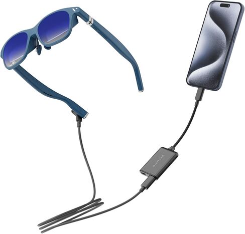One iPhone 15 Pack: XR Glasses & USB- C XR Charging Adapter: Seamless Support on Spatial Video, Enabling Multi-Screen, Enhanced 3DoF, 1-Click 3D, VR Video on iPhone 15/15 Pro, Charge and Play in Kuwait