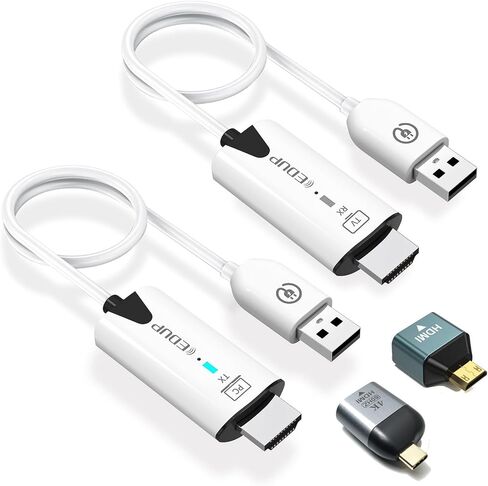 EDUP Wireless HDMI Transmitter and Receiver, 1080P Wireless HDMI Extender 165FT/50M Range, Plug&Play, Video Audio Projection for PC/TV Box to TV/Projector/Monitor + Mini HDMI Adapter & Type C Adapter in Saudi Arabia