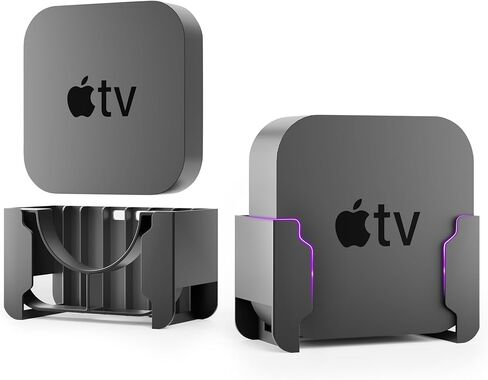 Apple TV Mount with Heat Protection Apple TV Wall Mount Behind TV Compatible with All Apple TV Generations (Including 2nd and 4th Gen 4K Models) and 3 Mounting Options Hang Screw and Stand (Black) in Saudi Arabia