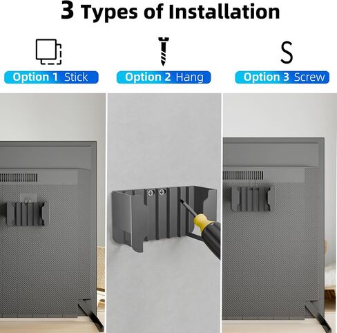 Apple TV Mount with Heat Protection Apple TV Wall Mount Behind TV Compatible with All Apple TV Generations (Including 2nd and 4th Gen 4K Models) and 3 Mounting Options Hang Screw and Stand (Black) in Saudi Arabia