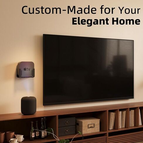 Apple TV Mount with Heat Protection Apple TV Wall Mount Behind TV Compatible with All Apple TV Generations (Including 2nd and 4th Gen 4K Models) and 3 Mounting Options Hang Screw and Stand (Black) in Saudi Arabia