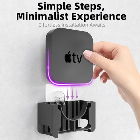 Apple TV Mount with Heat Protection Apple TV Wall Mount Behind TV Compatible with All Apple TV Generations (Including 2nd and 4th Gen 4K Models) and 3 Mounting Options Hang Screw and Stand (Black) in Saudi Arabia