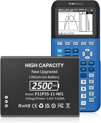 SHENMZ P11P35-11-N01 Battery，[New Upgraded ] 2500mAh High Capacity Li-ion Replacement Battery for Texas Instruments TI-84 CE TI-84 Plus CE, fits Part No 3.7L12005SPA P11P35-11-N01 in Saudi Arabia