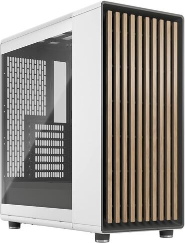 Fractal Design North Chalk White Tempered Glass Clear - Genuine Oak Wood Front - Glass Side Panel - Two 140mm Aspect PWM Fans Included - Type C USB - ATX Airflow Mid Tower PC Gaming Case in Saudi Arabia