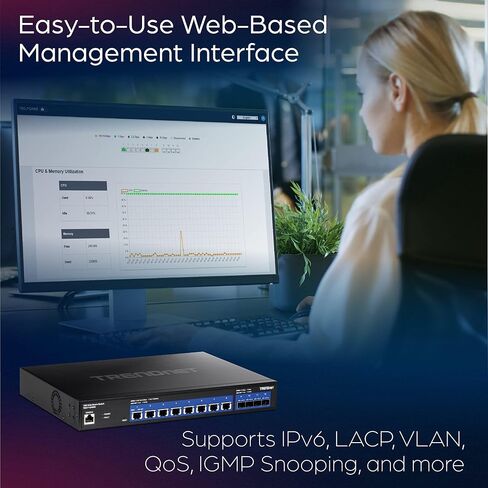 TRENDnet 8-Port 10G EdgeSmart Switch, 8 x 10GBASE-T Ports, Supports 2.5G-5G NBASE-T, 160Gbps Switch Capacity, 1U Rack Mountable, 10G Managed Network Switch, Lifetime Protection, Black, TEG-7080ES in Saudi Arabia