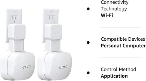 منفذ تثبيت على الحائط فقط لنظام eero 6 & 6+ شبكة Wi-Fi (ليس لـ Pro 6/Pro 6E)، لا توجد أسلاك فوضوية وحامل منفذ موفر للمساحة لموسع eero (عبوة واحدة) in Kuwait