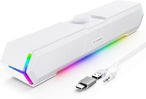 LENRUE G11 Computer Speakers for Desktop, Touch Lights PC Speakers with Surge Clear Sound, USB C/USB Powered for Computer Desktop PC Laptop Monitor (White) in Saudi Arabia