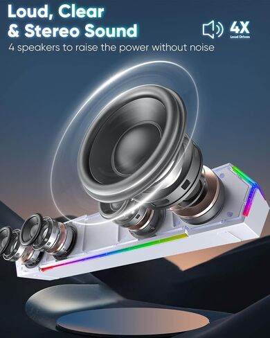 LENRUE G11 Computer Speakers for Desktop, Touch Lights PC Speakers with Surge Clear Sound, USB C/USB Powered for Computer Desktop PC Laptop Monitor (White) in Saudi Arabia