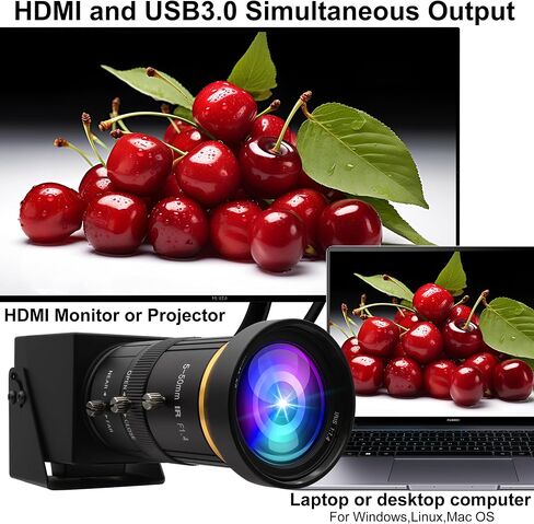 كاميرا ELP 4K USB3.0 HDMI USB كاميرا ويب تكبير يدوية 4K 60 إطارًا في الثانية كاميرا كمبيوتر صغيرة مقربة للكمبيوتر H.264 تلسكوب كاميرا أمان USB 8 ميجابكسل كاميرا CCTV صناعية (عدسة تكبير 5-50 مم 10X) in Saudi Arabia
