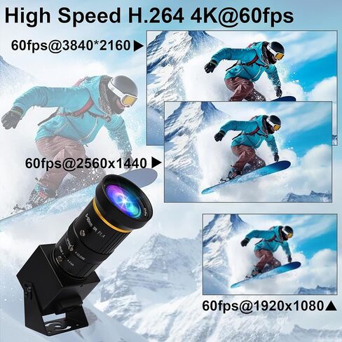 كاميرا ELP 4K USB3.0 HDMI USB كاميرا ويب تكبير يدوية 4K 60 إطارًا في الثانية كاميرا كمبيوتر صغيرة مقربة للكمبيوتر H.264 تلسكوب كاميرا أمان USB 8 ميجابكسل كاميرا CCTV صناعية (عدسة تكبير 5-50 مم 10X) in Saudi Arabia
