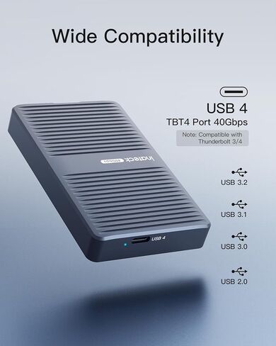 حاوية Inateck 40 جيجابت في الثانية M.2 NVMe SSD من الألومنيوم، USB4.0/Thunderbolt 3/4 حاوية قرص صلب خارجي، تركيب بدون أدوات، يدعم 2280 SSD، مفتاح M، FE2029 in Kuwait