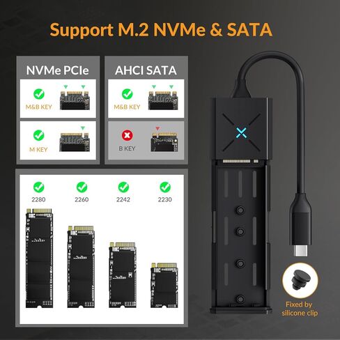 iDsonix M.2 Enclosure Adapter NVMe Enclosure [Integrated Design with Heavy-Duty Protector], NVMe to USB C 10Gbps, M.2 to USB 3.2 Gen2 with UASP Trim, SSD Enclosure Support M.2 NVMe PCIe & AHCI SATA in Saudi Arabia