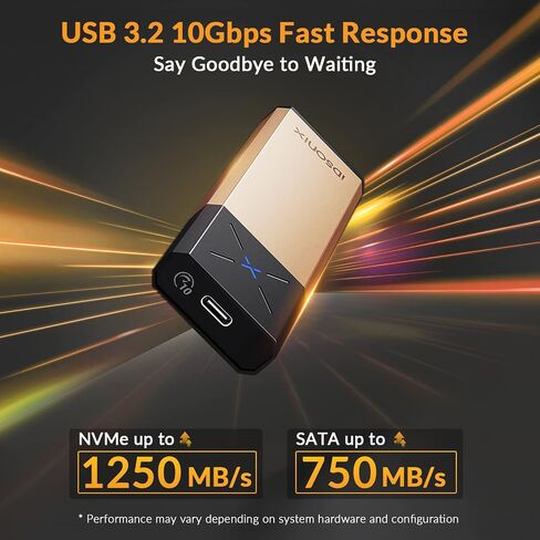 iDsonix M.2 Enclosure Adapter NVMe Enclosure [Integrated Design with Heavy-Duty Protector], NVMe to USB C 10Gbps, M.2 to USB 3.2 Gen2 with UASP Trim, SSD Enclosure Support M.2 NVMe PCIe & AHCI SATA in Saudi Arabia