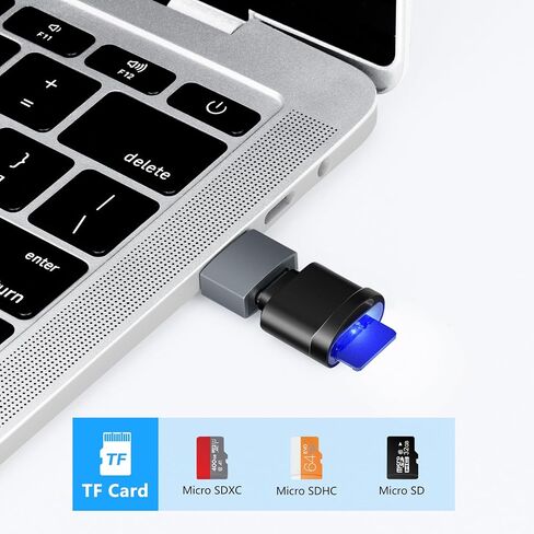 TF Card Reader, Micro SD Card Reader, Type C TF Memory Card Reader Adapter with USB C to USB Adapter Compatible with Laptops, MacBook, Samsung Galaxy (Black) in Saudi Arabia