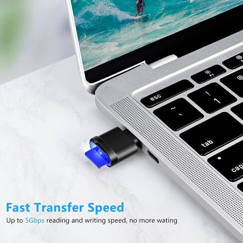TF Card Reader, Micro SD Card Reader, Type C TF Memory Card Reader Adapter with USB C to USB Adapter Compatible with Laptops, MacBook, Samsung Galaxy (Black) in Saudi Arabia