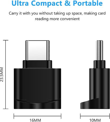 TF Card Reader, Micro SD Card Reader, Type C TF Memory Card Reader Adapter with USB C to USB Adapter Compatible with Laptops, MacBook, Samsung Galaxy (Black) in Saudi Arabia