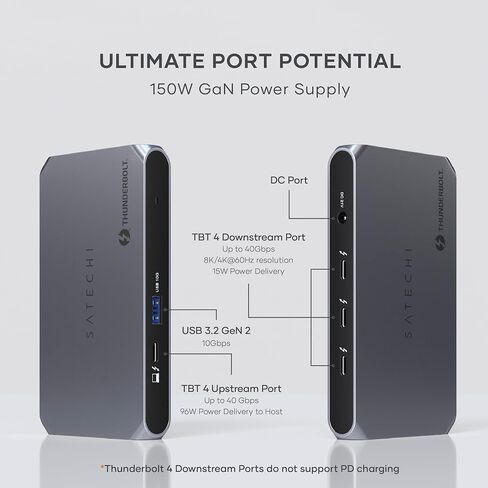 Satechi Thunderbolt 4 Hub Slim Pro, USB C 96W Charging, Single 8K or Dual 4K Display, 4 Thunderbolt 4 Ports, USB 3.2 Gen2 - for MacBook Pro/Air M1 M2 M3, Dell, HP, Surface, Lenovo in Saudi Arabia